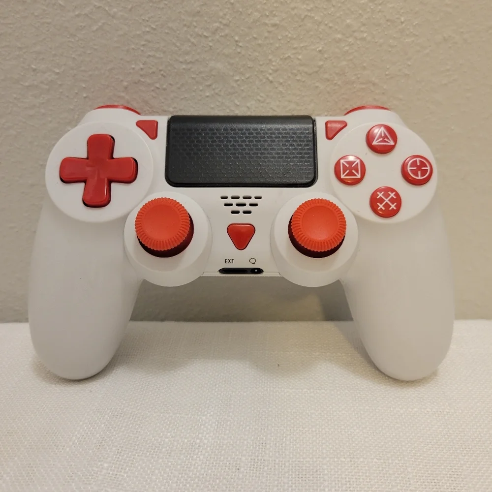 White and Red Wireless Game Controller